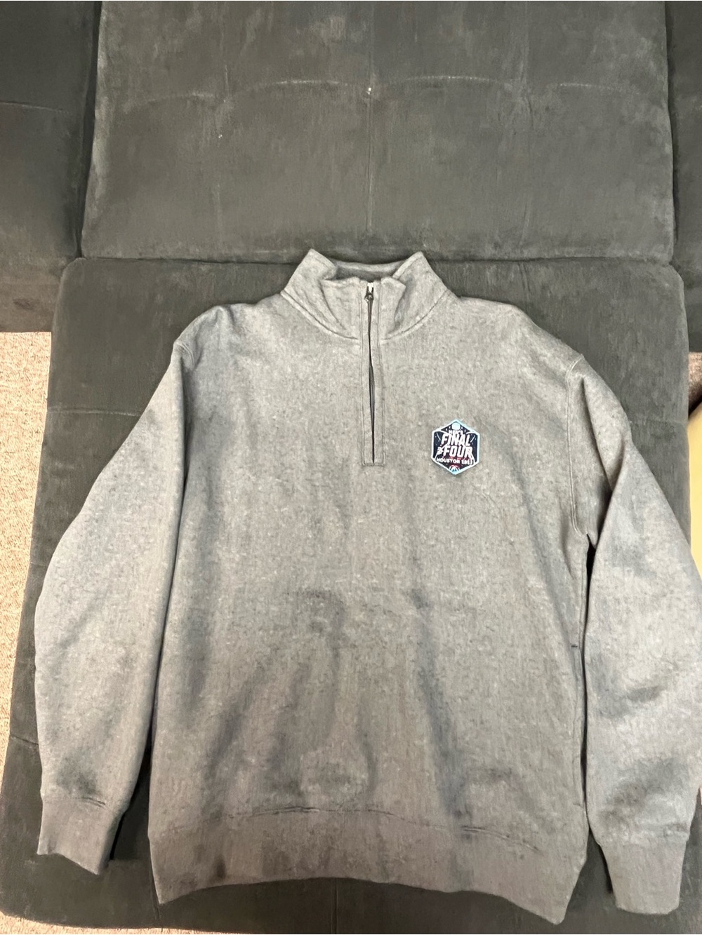 Men's Gray Quarter-Zip Sweater with Final Four logo